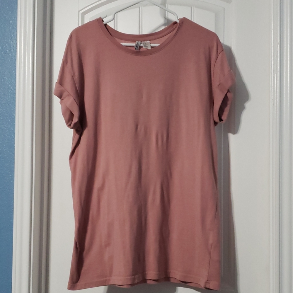 Rose Colored Short Sleeve Casual Shirt